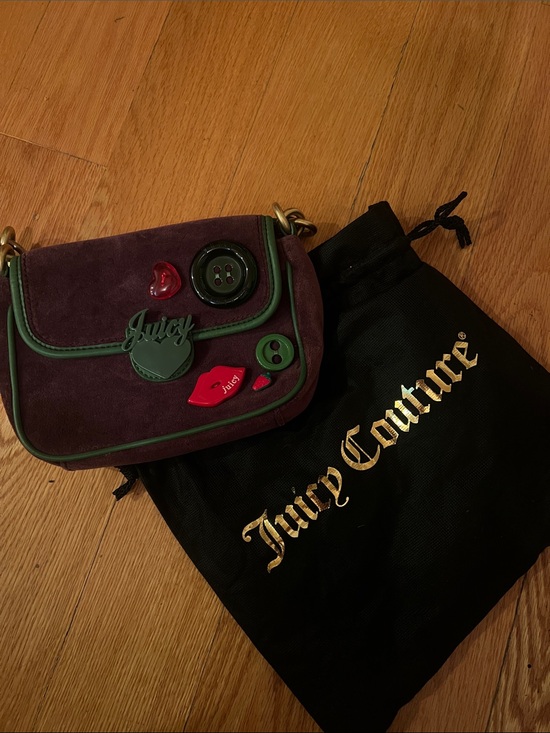 Juicy Couture Handbags - Vintage Rare Green Purple Juicy Couture Handbag Purse Bag
Velour Y2K